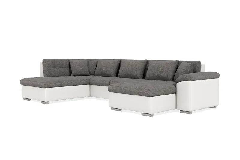 Dynir Hjørnesovesofa Divan med Oppbevaring Høyre - Hvit/Lysegrå - Møbler - Sofaer - Skinnsofaer