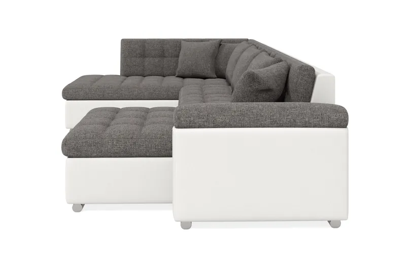Dynir Hjørnesovesofa Divan med Oppbevaring Høyre - Hvit/Lysegrå - Møbler - Sofaer - Skinnsofaer