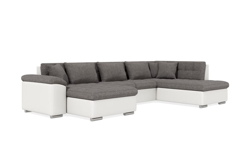 Dynir Hjørnesovesofa Divan med Oppbevaring Venstre - Lysegrå/Hvit - Møbler - Sofaer - Skinnsofaer