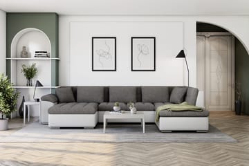 Dynir Hjørnesovesofa Divan med Oppbevaring Venstre - Lysegrå/Hvit - Møbler - Sofaer - Skinnsofaer