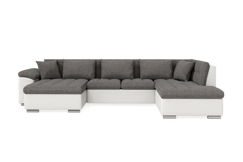 Dynir Hjørnesovesofa Divan med Oppbevaring Venstre, Lysegrå/Hvit