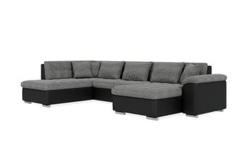 Dynir Stor Hjørnesovesofa Divan med Oppbevaring Høyre 350 cm - Svart / Grå - Møbler - Sofaer - Skinnsofaer