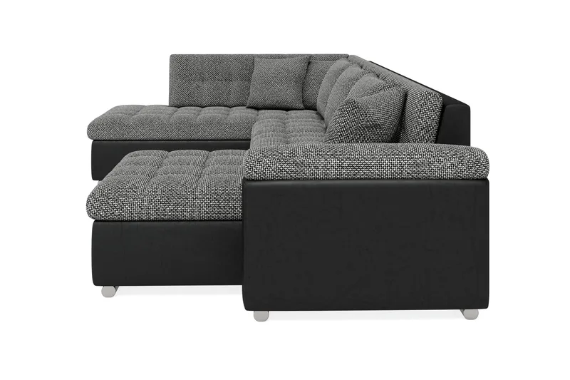 Dynir Stor Hjørnesovesofa Divan med Oppbevaring Høyre 350 cm - Svart / Grå - Møbler - Sofaer - Skinnsofaer