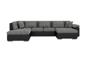 Dynir Stor Hjørnesovesofa Divan med Oppbevaring Høyre 350 cm - Svart / Grå - Møbler - Sofaer - Skinnsofaer
