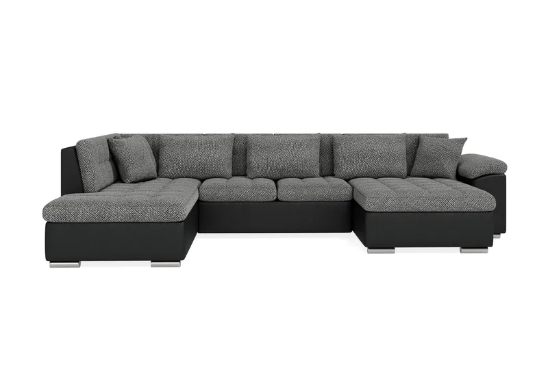 Dynir Stor Hjørnesovesofa Divan med Oppbevaring Høyre 350 cm - Svart / Grå - Møbler - Sofaer - Skinnsofaer