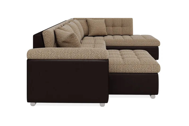 Dynir Stor Hjørnesovesofa Divan med Oppbevaring Venstre 350 cm bred - Beige / Brun - Møbler - Sofaer - Skinnsofaer