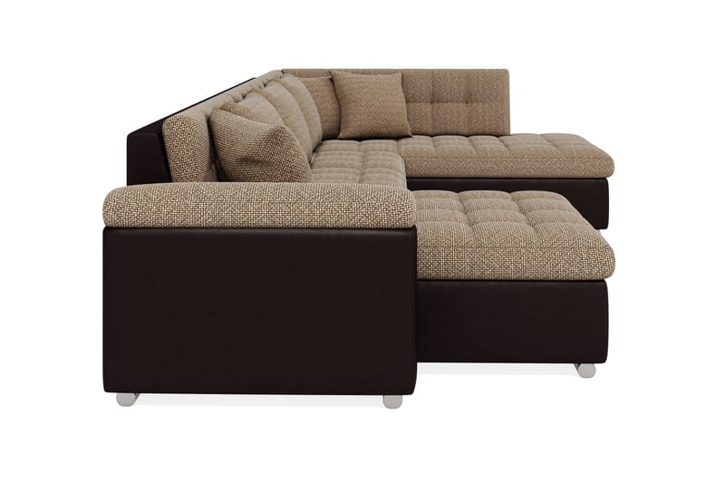 Dynir Stor Hjørnesovesofa Divan med Oppbevaring Venstre 350 cm bred - Beige / Brun - Møbler - Sofaer - Skinnsofaer