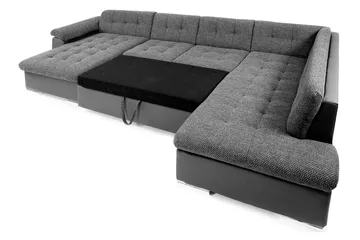 Dynir Stor Hjørnesovesofa Divan med Oppbevaring Venstre - Grå / Svart - Møbler - Sofaer - Skinnsofaer