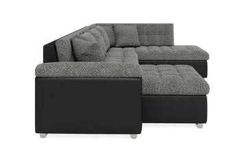 Dynir Stor Hjørnesovesofa Divan med Oppbevaring Venstre - Grå / Svart - Møbler - Sofaer - Skinnsofaer