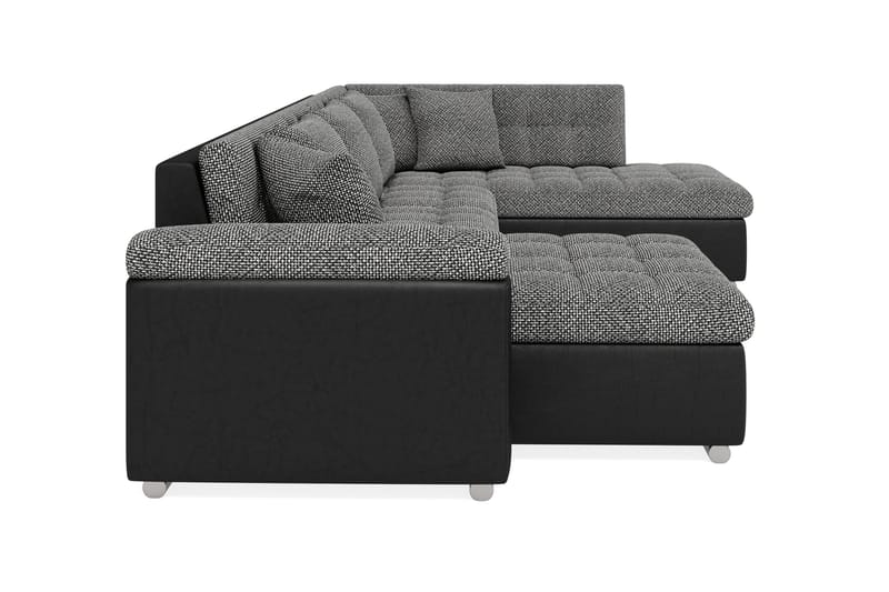 Dynir Stor Hjørnesovesofa Divan med Oppbevaring Venstre - Grå / Svart - Møbler - Sofaer - Skinnsofaer