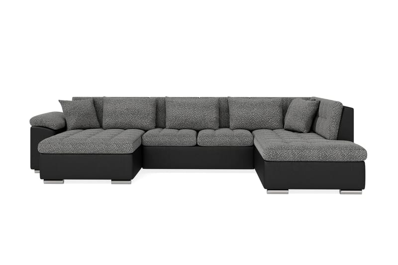 Dynir Stor Hjørnesovesofa Divan med Oppbevaring Venstre - Grå / Svart - Møbler - Sofaer - Skinnsofaer
