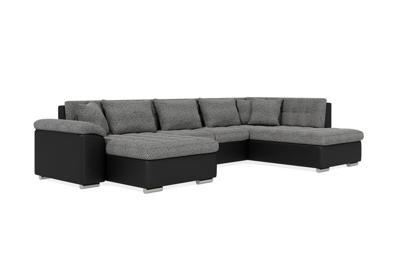Dynir Stor Hjørnesovesofa Divan med Oppbevaring Venstre - Grå / Svart - Møbler - Sofaer - Skinnsofaer