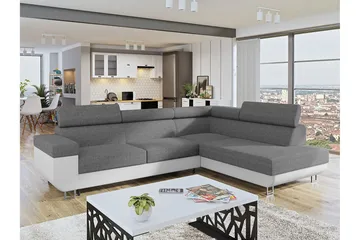 Fonti 3-seters Hjørnesofa Høyre - Svart - Møbler - Sofaer - Skinnsofaer