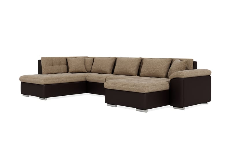 Hjørnesovesofa Jakarta Divan med Oppbevaring Høyre - Beige/Brun - Møbler - Sofaer - Skinnsofaer