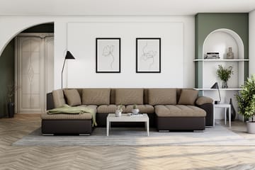 Hjørnesovesofa Jakarta Divan med Oppbevaring Høyre - Beige/Brun - Møbler - Sofaer - Skinnsofaer