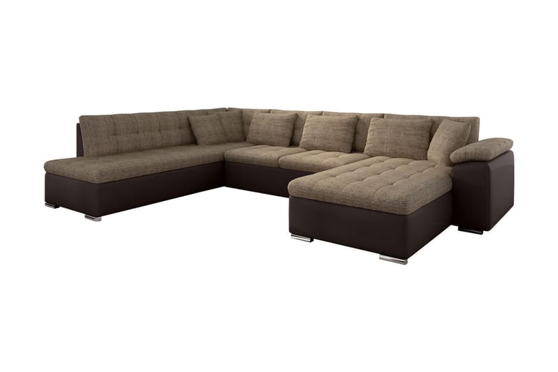 Hjørnesovesofa Jakarta Divan med Oppbevaring Høyre - Beige/Brun - Skinnsofaer - Sovesofa divan