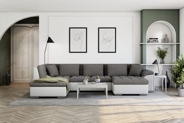 Hjørnesovesofa Jakarta Divan med Oppbevaring Høyre - Hvit/Lysgrå - Møbler - Sofaer - Skinnsofaer