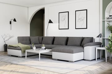 Hjørnesovesofa Jakarta Divan med Oppbevaring Høyre - Hvit/Lysgrå - Møbler - Sofaer - Skinnsofaer