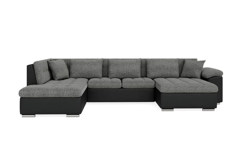 Hjørnesovesofa Jakarta Divan med Oppbevaring Høyre - Svart/Grå - Møbler - Sofaer - Skinnsofaer