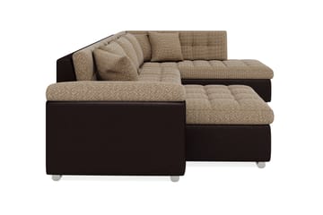 Hjørnesovesofa Jakarta Divan med Oppbevaring Venstre - Beige/Brun - Møbler - Sofaer - Skinnsofaer