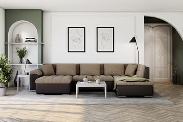 Hjørnesovesofa Jakarta Divan med Oppbevaring Venstre - Beige/Brun - Møbler - Sofaer - Skinnsofaer