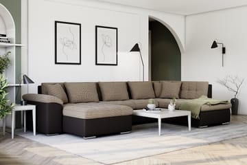 Hjørnesovesofa Jakarta Divan med Oppbevaring Venstre - Beige/Brun - Møbler - Sofaer - Skinnsofaer