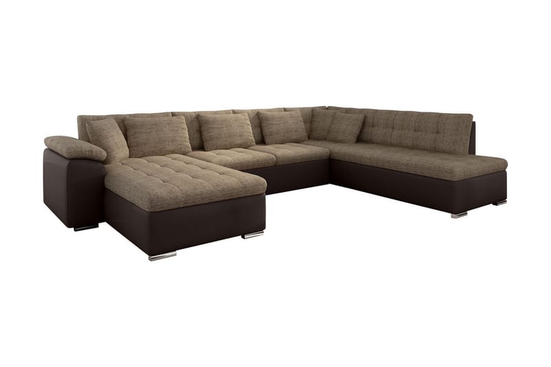 Hjørnesovesofa Jakarta Divan med Oppbevaring Venstre - Beige/Brun - Skinnsofaer - Sovesofa divan