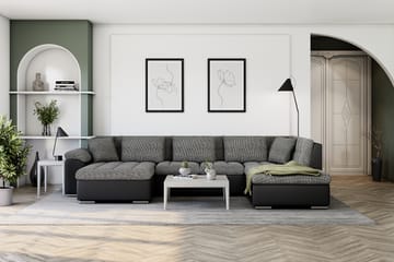 Hjørnesovesofa Jakarta Divan med Oppbevaring Venstre - Grå/Svart - Møbler - Sofaer - Skinnsofaer