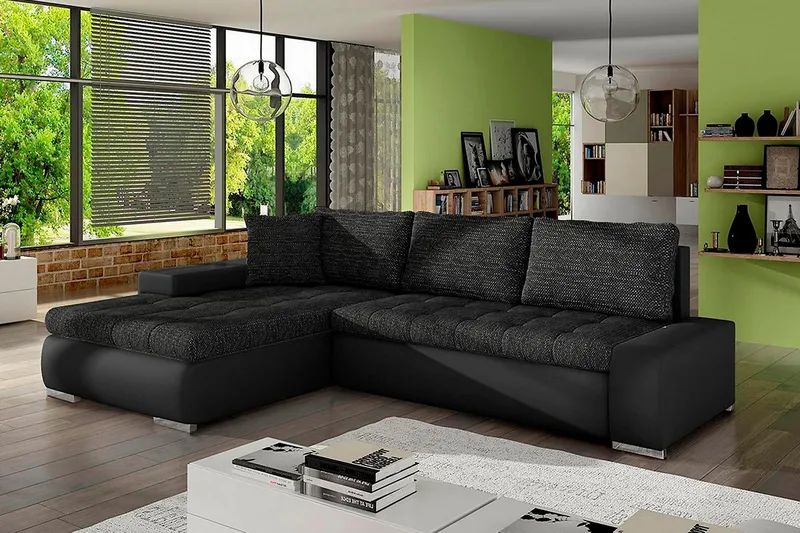 Irja Divansovesofa 4-seter Vendbar - Svart - Møbler - Sofaer - Skinnsofaer