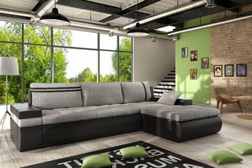 Lavona Divansovesofa Høyre - Grå/Svart - Møbler - Sofaer - Skinnsofaer