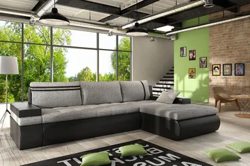 Lavona Divansovesofa Høyre - Grå/Svart - Møbler - Sofaer - Skinnsofaer