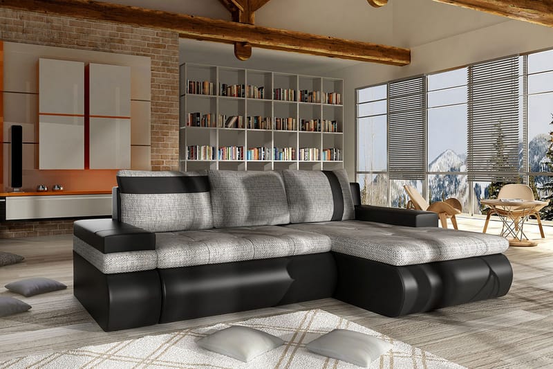 Lavona Divansovesofa Mini Høyre - Svart/Grå - Møbler - Sofaer - Skinnsofaer