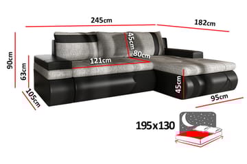 Lavona Divansovesofa Mini Høyre - Svart/Grå - Møbler - Sofaer - Skinnsofaer