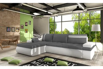 Lavona Divansovesofa Venstre - Grå/Hvit - Møbler - Sofaer - Sovesofaer - Sovesofa divan