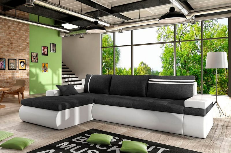 Lavona Divansovesofa Venstre - Mørkegrå/Hvit - Møbler - Sofaer - Skinnsofaer