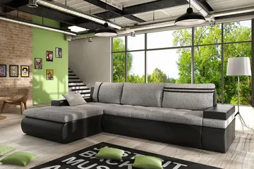 Lavona Divansovesofa Venstre - Svart/Grå - Møbler - Sofaer - Skinnsofaer