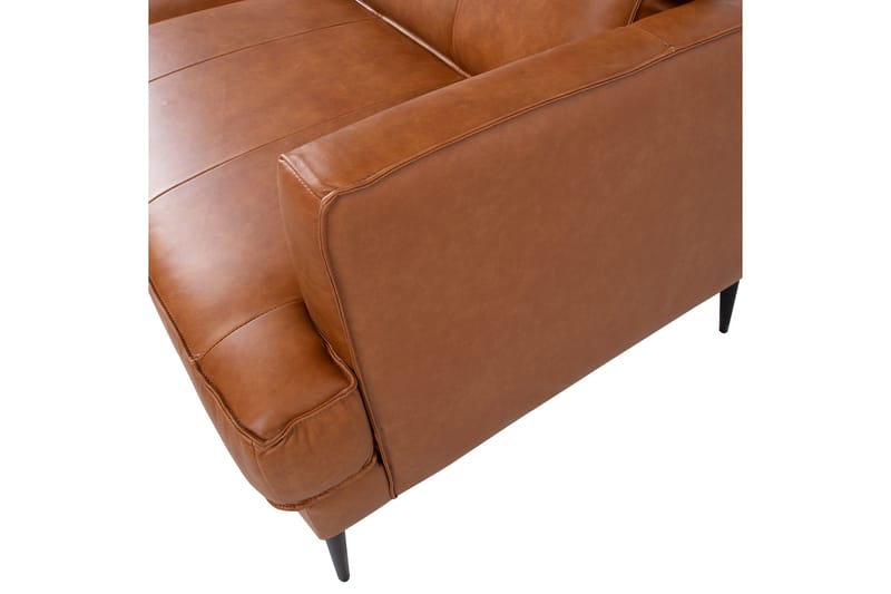 Leo Rektangulær Skinnsofa med Smale Ben 194 cm - Cognac - Møbler - Sofaer - Skinnsofaer