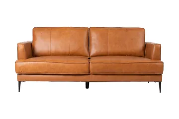 Leo Rektangulær Skinnsofa med Smale Ben 194 cm - Cognac - Møbler - Sofaer - Skinnsofaer