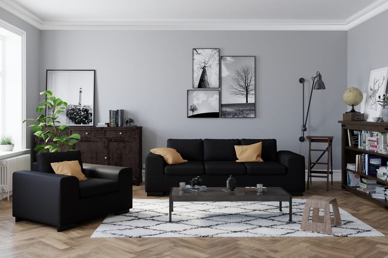 Link 3-seters Sofa i Kunstlær - Svart - Møbler - Sofaer - Skinnsofaer