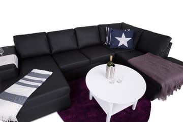 Memphis 4-seters Høyrevendt U-formet Sofa med Divan og Sjeselong i Kunstlær - Svart - Møbler - Sofaer - Skinnsofaer