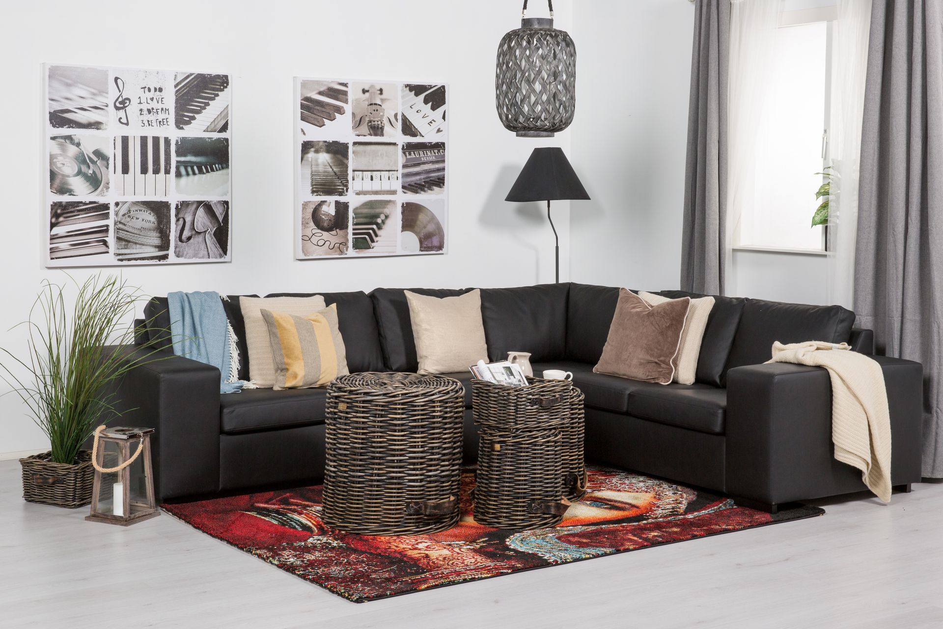 Memphis 5-seters Vendbar L-formet Hjørnesofa i Kunstlær - Svart - Møbler - Sofaer - Skinnsofaer