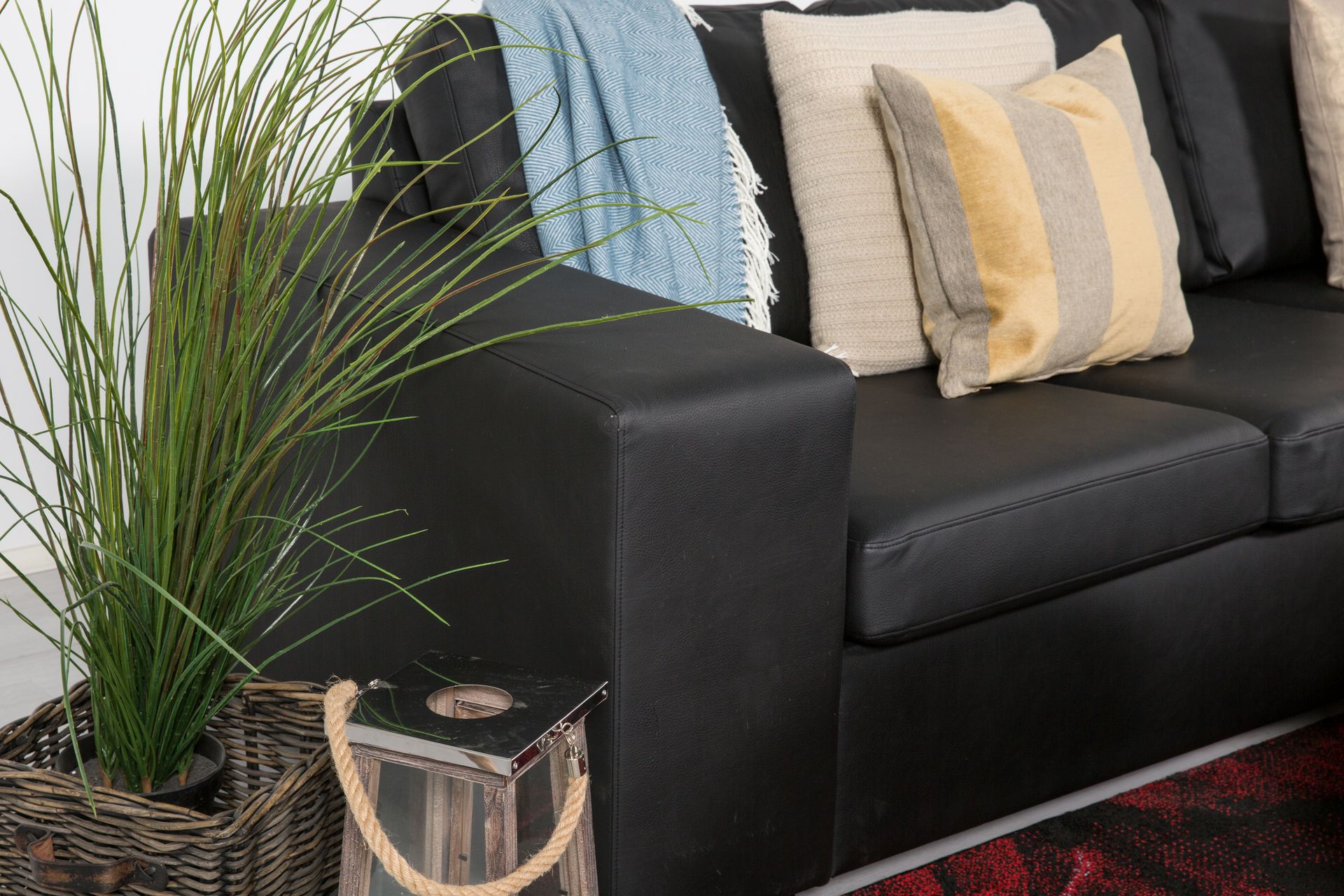 Memphis 5-seters Vendbar L-formet Hjørnesofa i Kunstlær - Svart - Møbler - Sofaer - Skinnsofaer