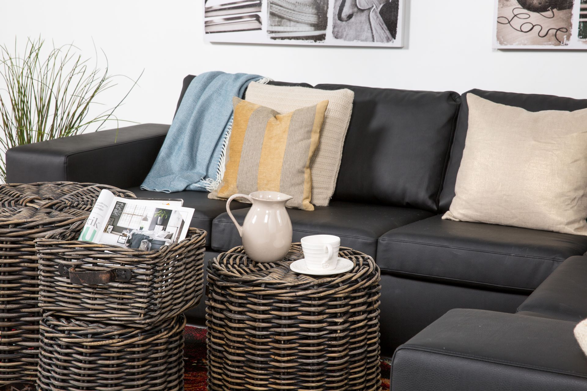 Memphis 5-seters Vendbar L-formet Hjørnesofa i Kunstlær - Svart - Møbler - Sofaer - Skinnsofaer