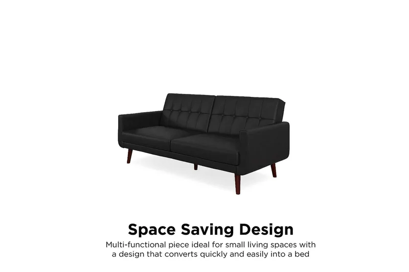 Nola 3-seters Sovesofa Kunstlær/Svart - Dorel Home - Møbler - Sofaer - Skinnsofaer