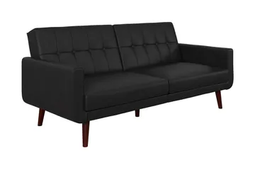 Nola 3-seters Sovesofa Kunstlær/Svart - Dorel Home - Møbler - Sofaer - Skinnsofaer