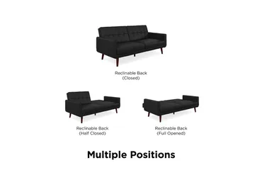 Nola 3-seters Sovesofa Kunstlær/Svart - Dorel Home - Møbler - Sofaer - Skinnsofaer