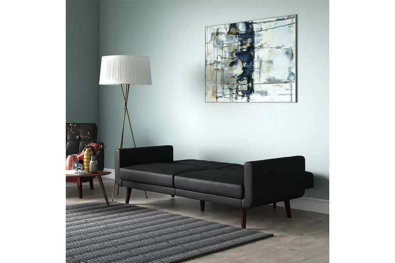 Nola 3-seters Sovesofa Kunstlær/Svart - Dorel Home - Møbler - Sofaer - Skinnsofaer
