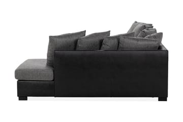 Ocean 4-seters Høyrevendt U-formet Sofa med Divan og Sjeselong i Stoff/Kunstskinn - Grå / Svart - Møbler - Sofaer - Skinnsofaer