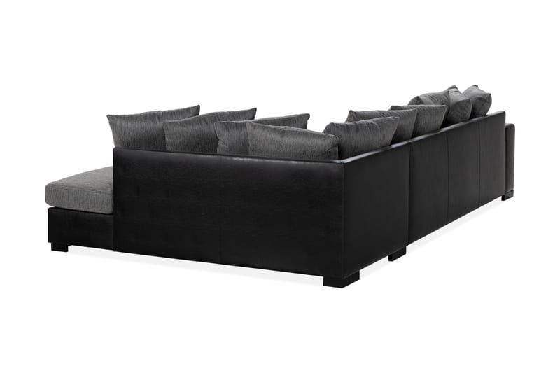 Ocean 4-seters Høyrevendt U-formet Sofa med Divan og Sjeselong i Stoff/Kunstskinn - Grå / Svart - Møbler - Sofaer - Skinnsofaer