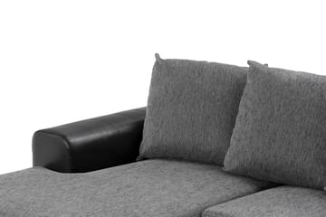 Ocean 4-seters Høyrevendt U-formet Sofa med Divan og Sjeselong i Stoff/Kunstskinn - Grå / Svart - Møbler - Sofaer - Skinnsofaer